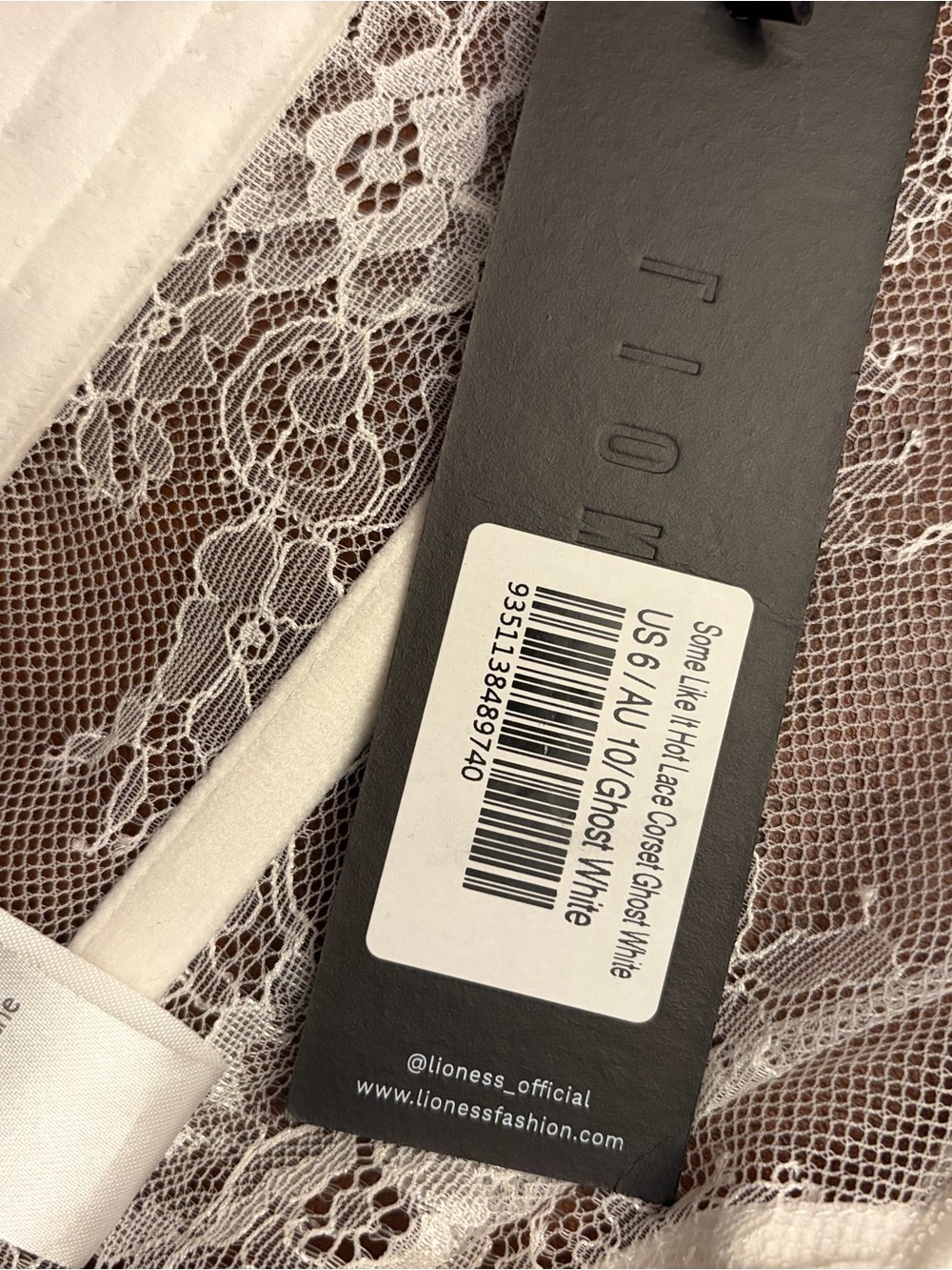 NWT Lioness “Some Like It Hot” Lace Corset Top in Ghost White - Picture 6 of 7